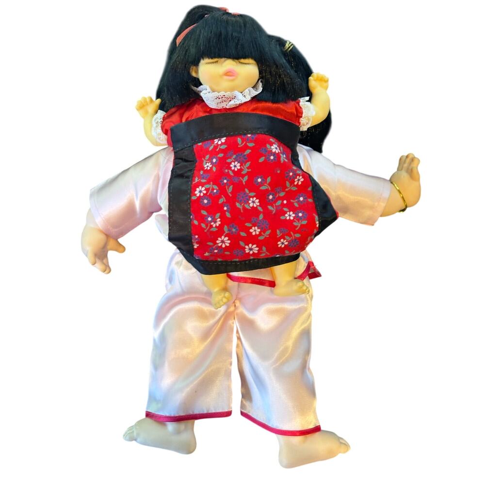 Vintage 1982 Chopstick Kids Doll with Baby in Carrier & Passport, JMB Jacobsen - Picture 7 of 7